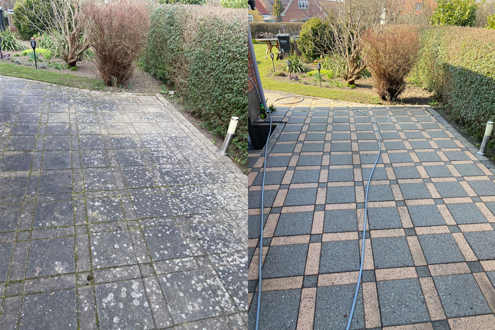 Før og efter fliser efter en algebehandling