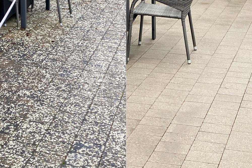 Før- og efter en fliserens