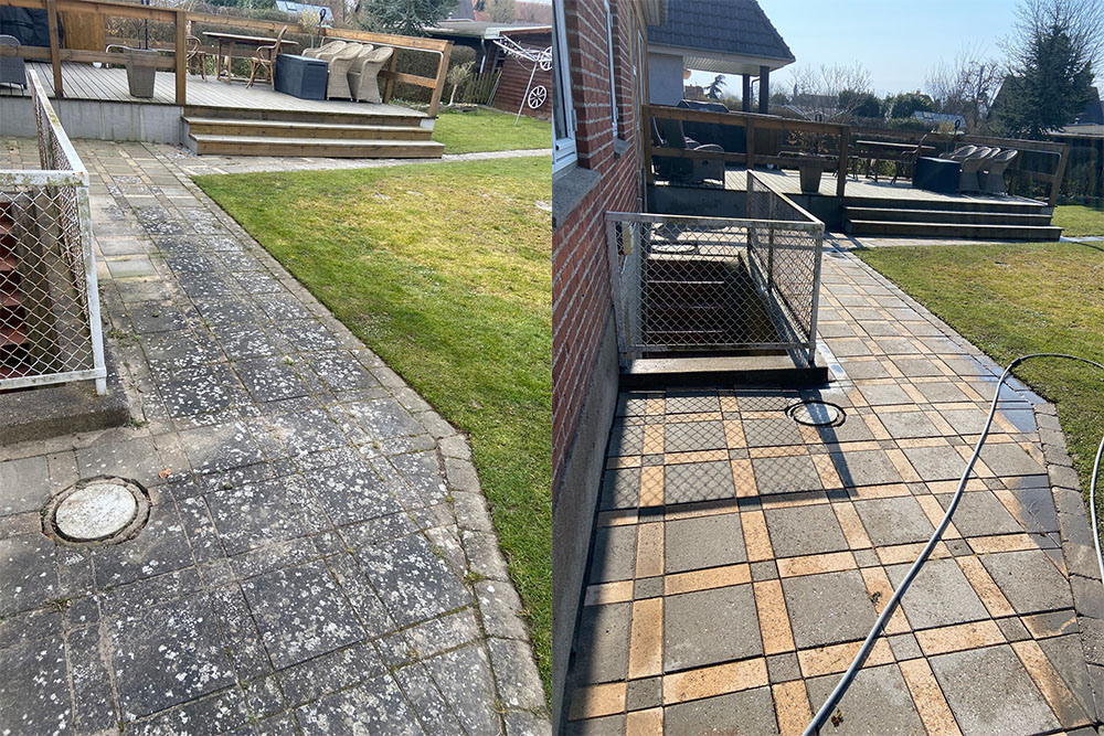 Før- og efter en fliserens